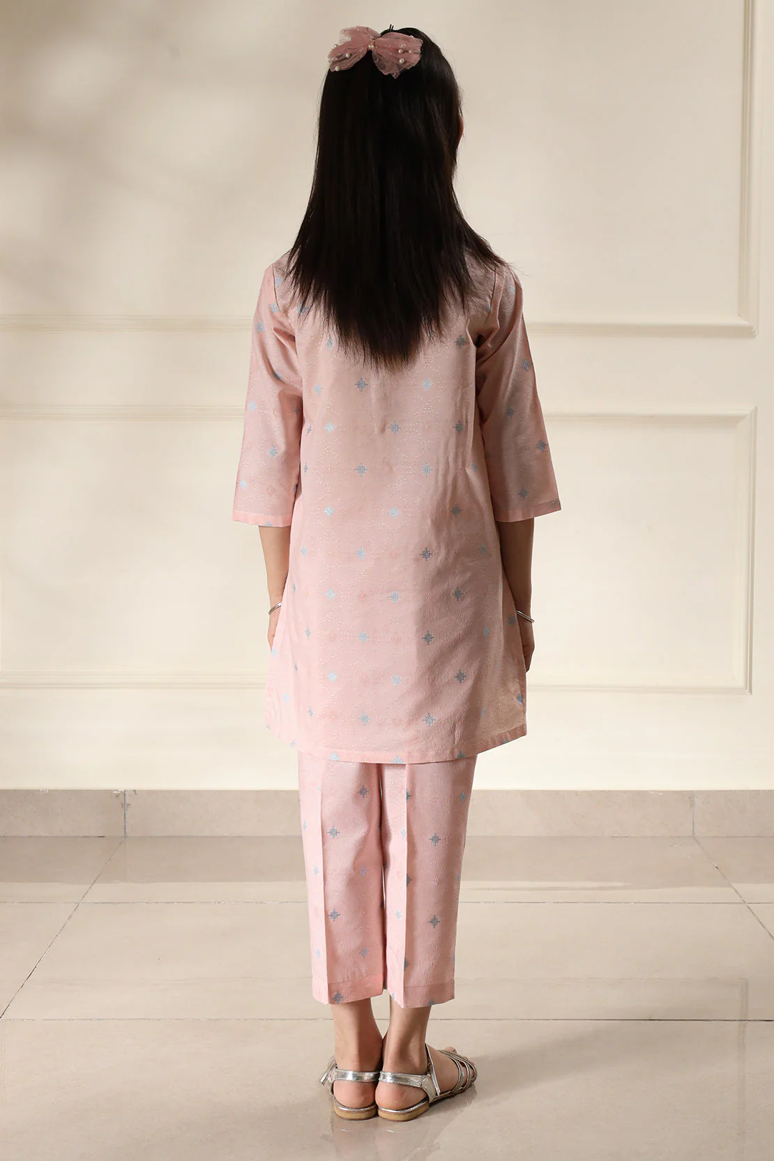 Stitched Cotton Jacquard Shirt/Trouser For Kids - Image 4