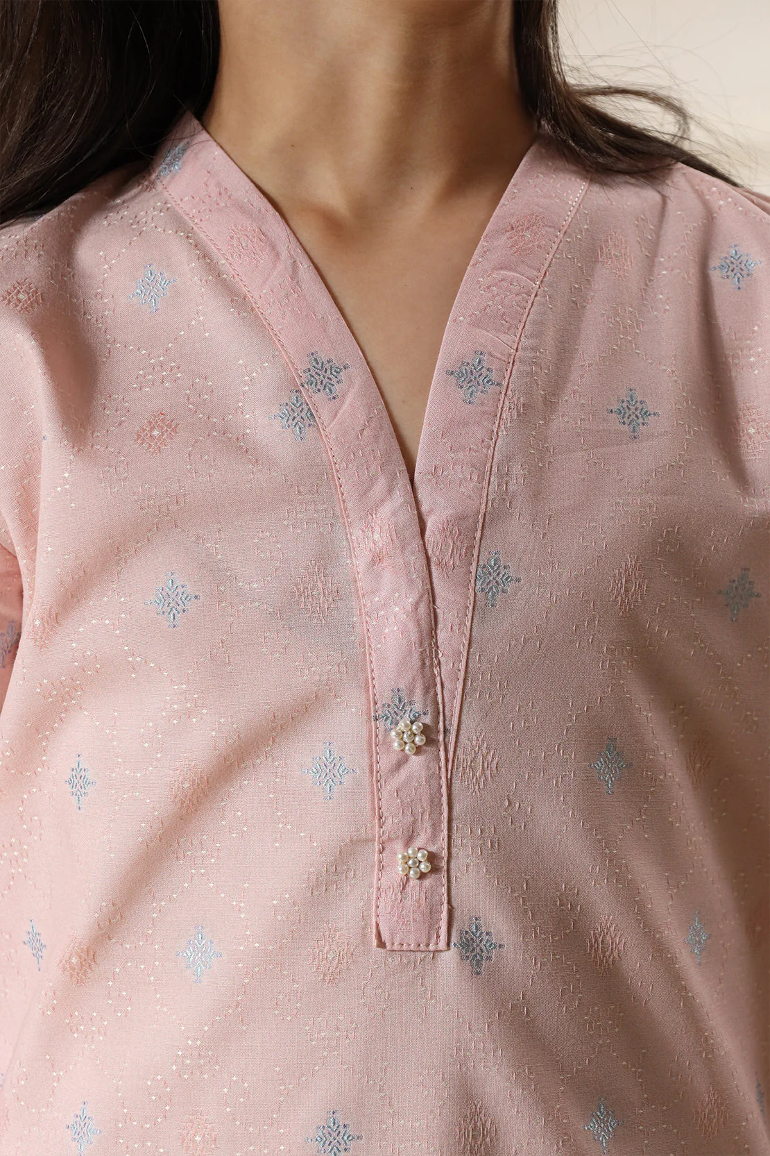 Stitched Cotton Jacquard Shirt/Trouser For Kids - Image 6