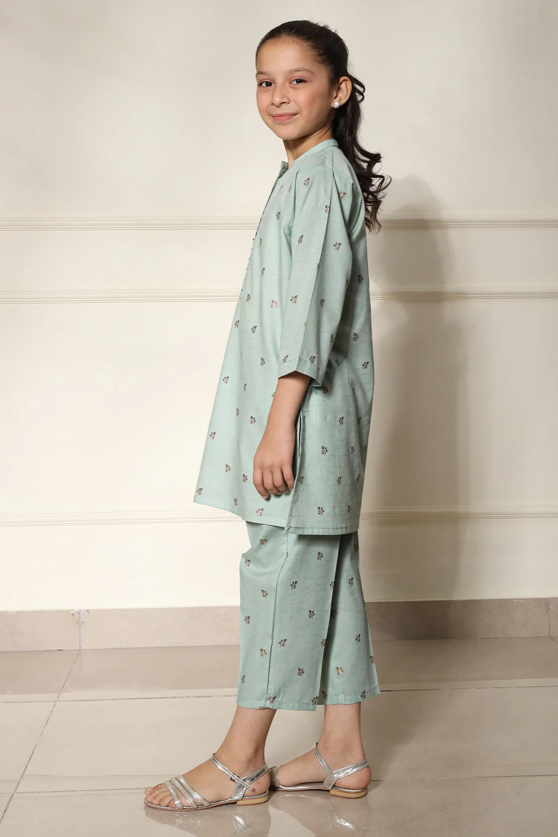 Stitched Cotton Jacquard Shirt/trouser For Kids - Image 5