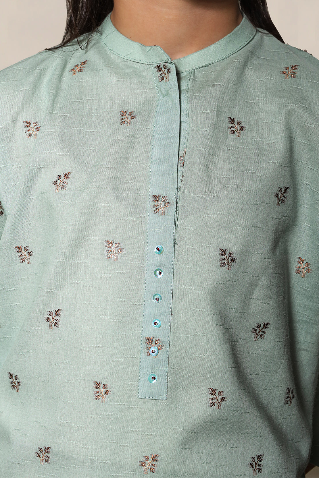 Stitched Cotton Jacquard Shirt/trouser For Kids - Image 6