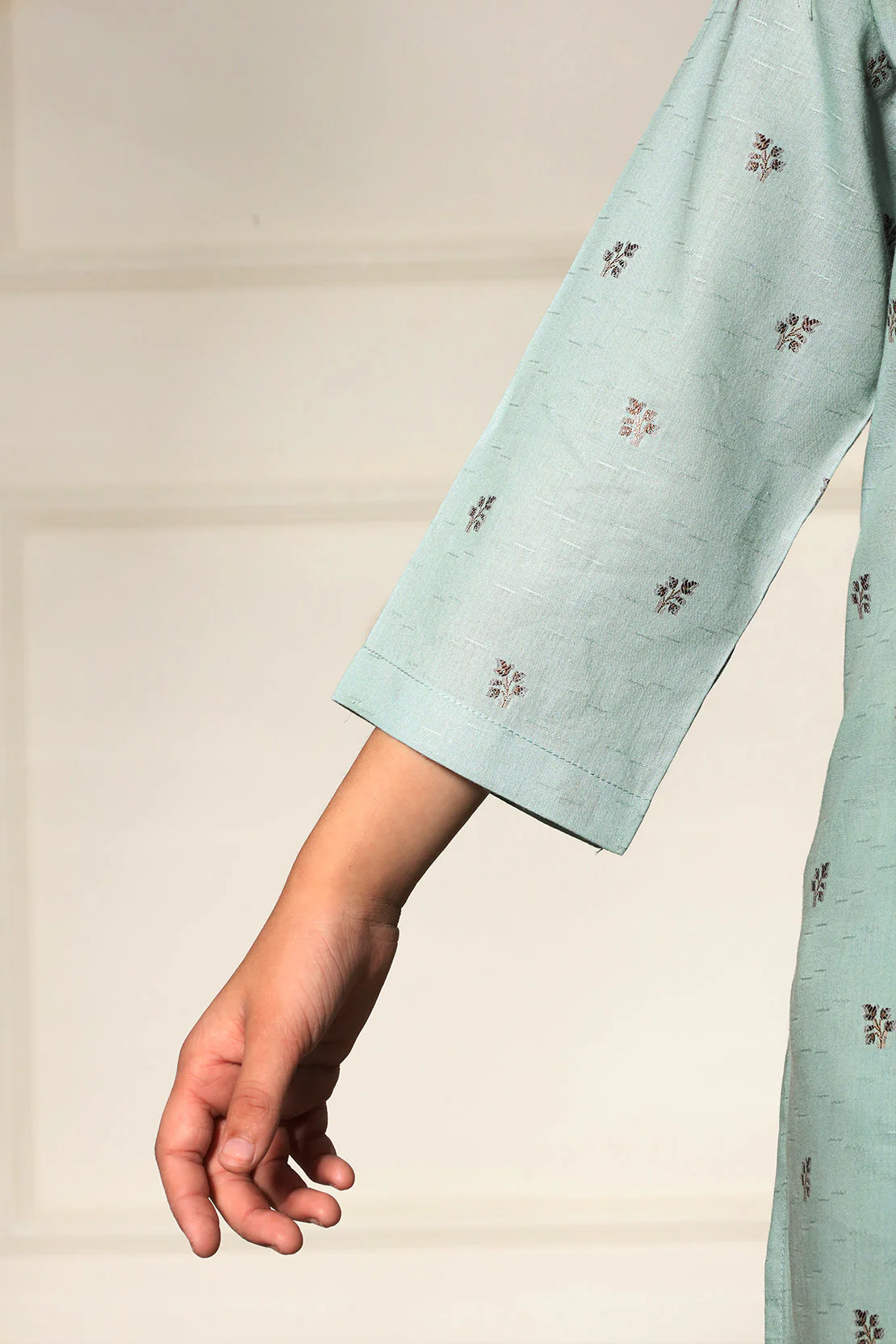 Stitched Cotton Jacquard Shirt/trouser For Kids - Image 7