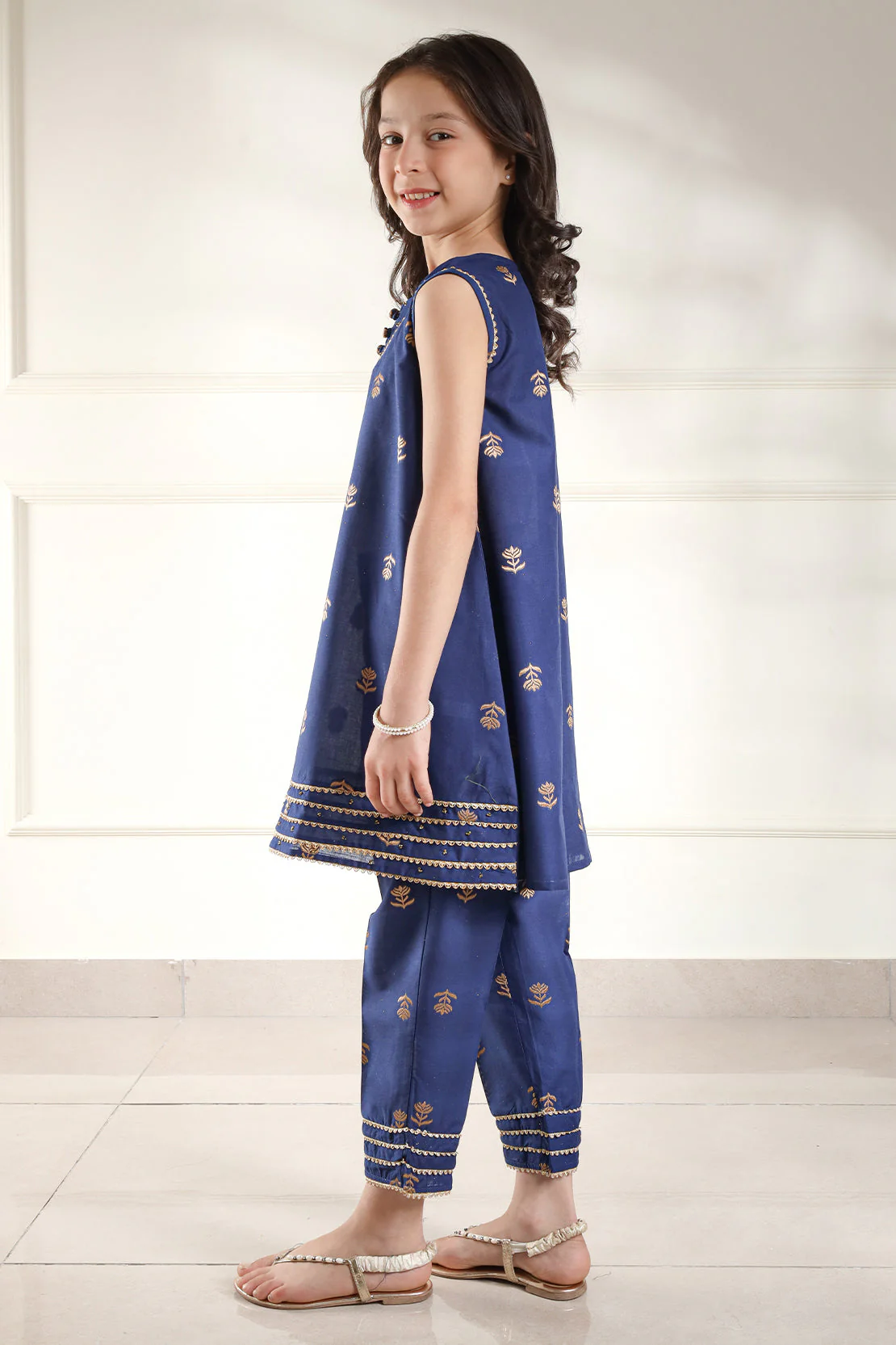 Stitched Cotton Jacquard Shirt/trouser For Kids - Image 3