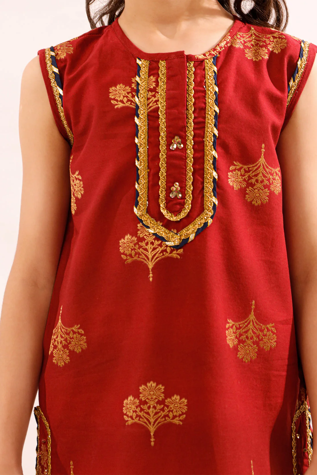 Stitched Cotton Jacquard Shirt/trouser For Kids - Image 2