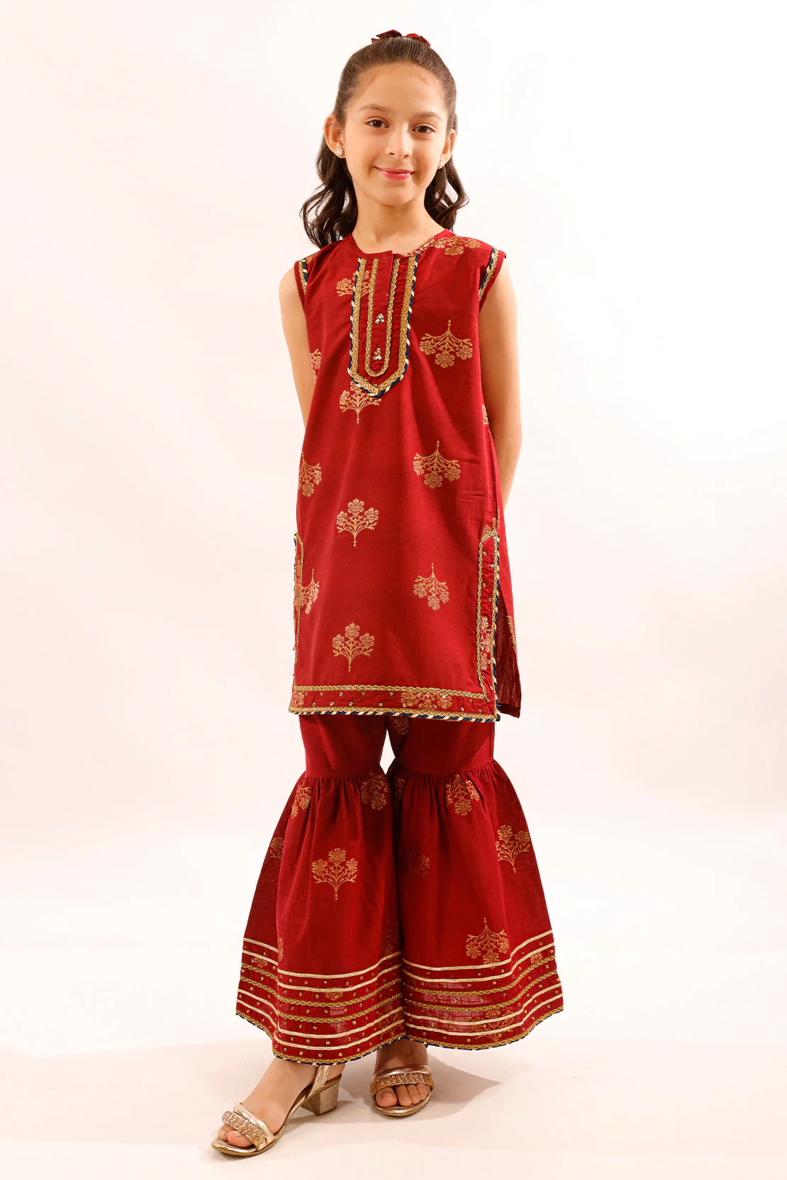 Stitched Cotton Jacquard Shirt/trouser For Kids - Image 3