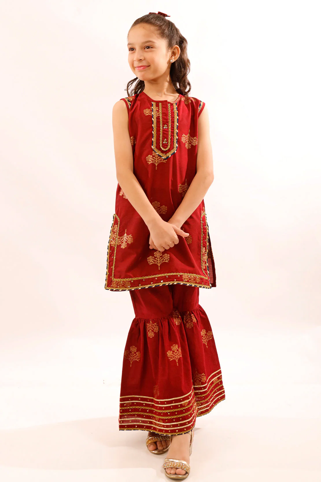 Stitched Cotton Jacquard Shirt/trouser For Kids - Image 4