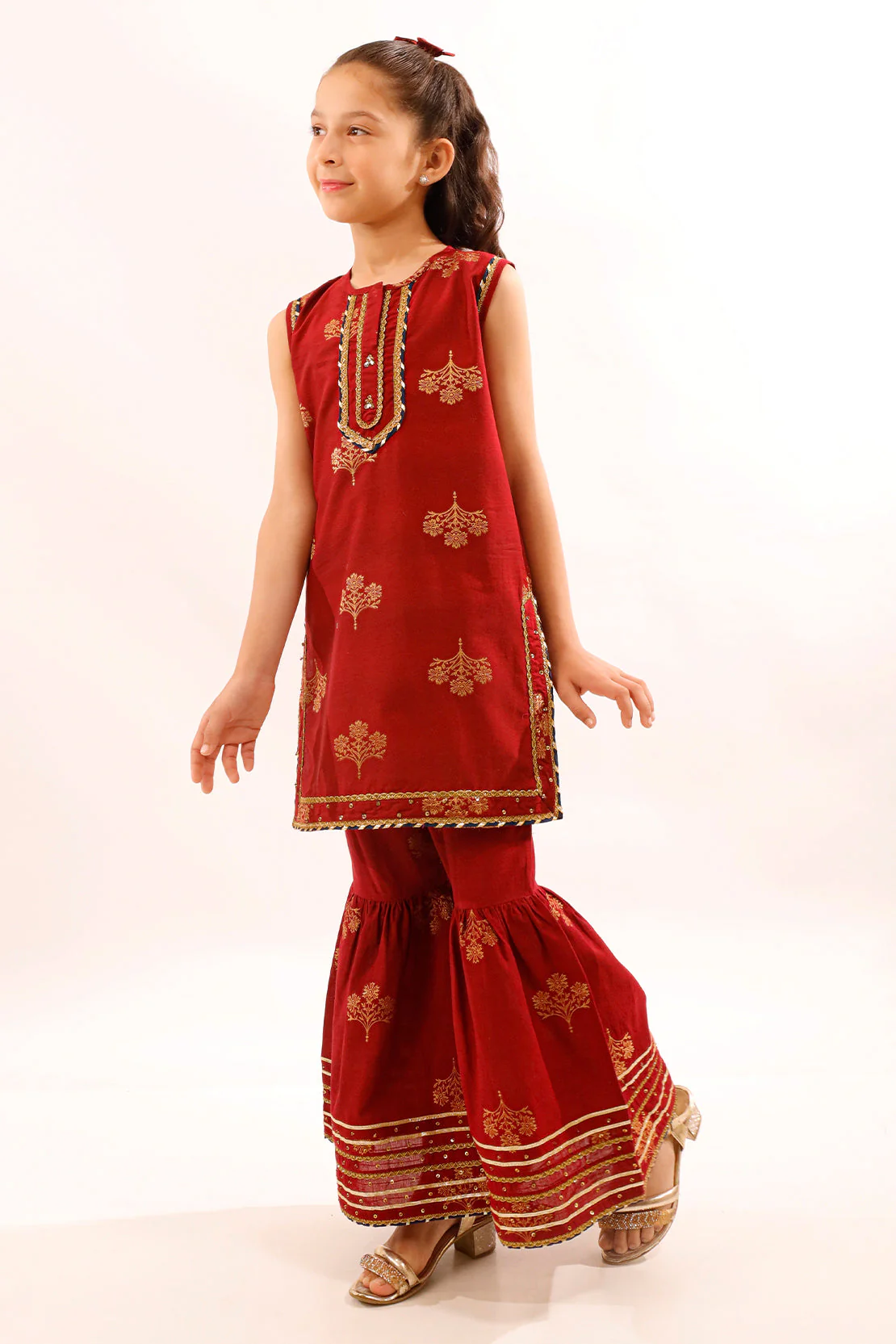 Stitched Cotton Jacquard Shirt/trouser For Kids - Image 5