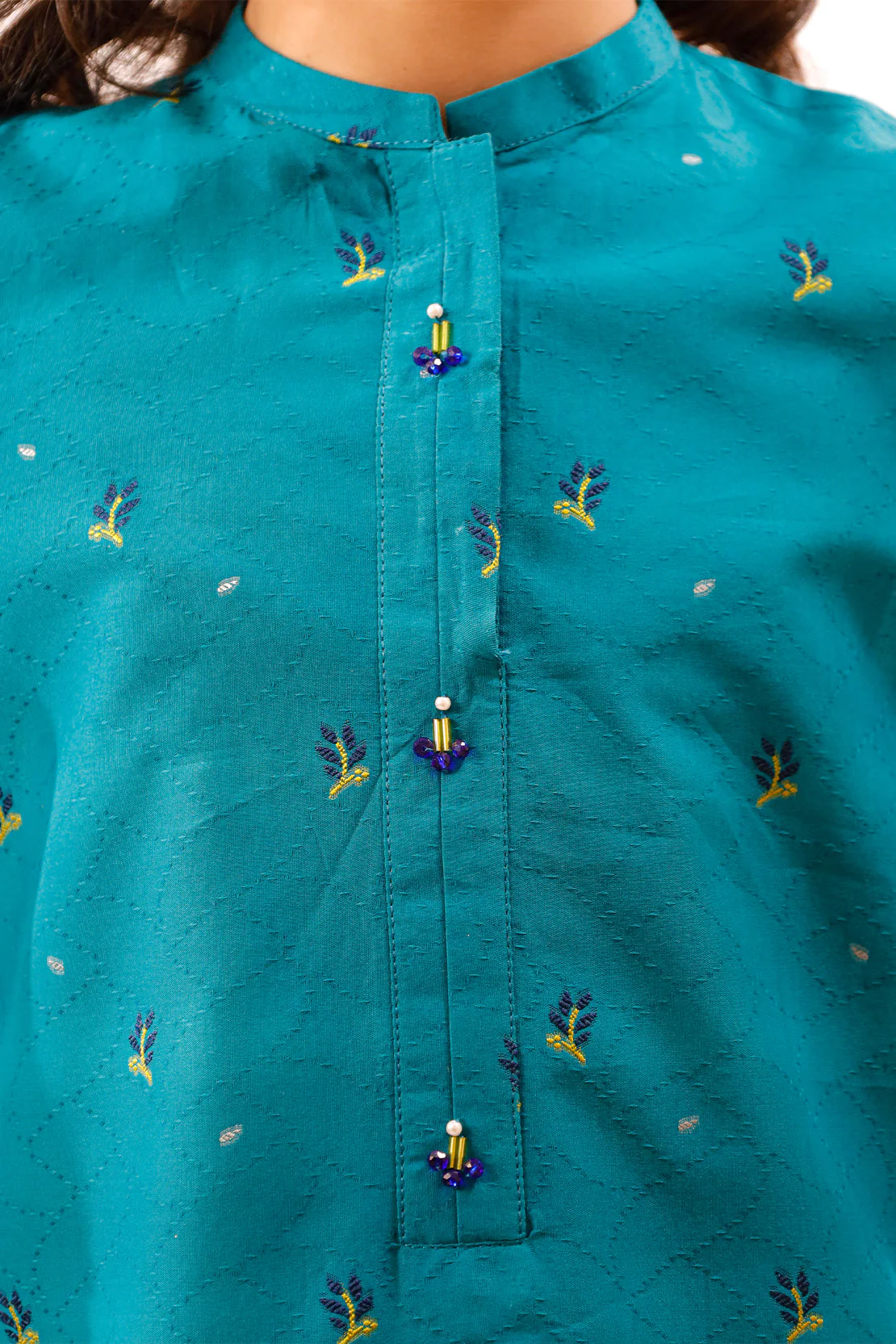 Stitched Cotton Jacquard Shirt/trouser For Kids - Image 5