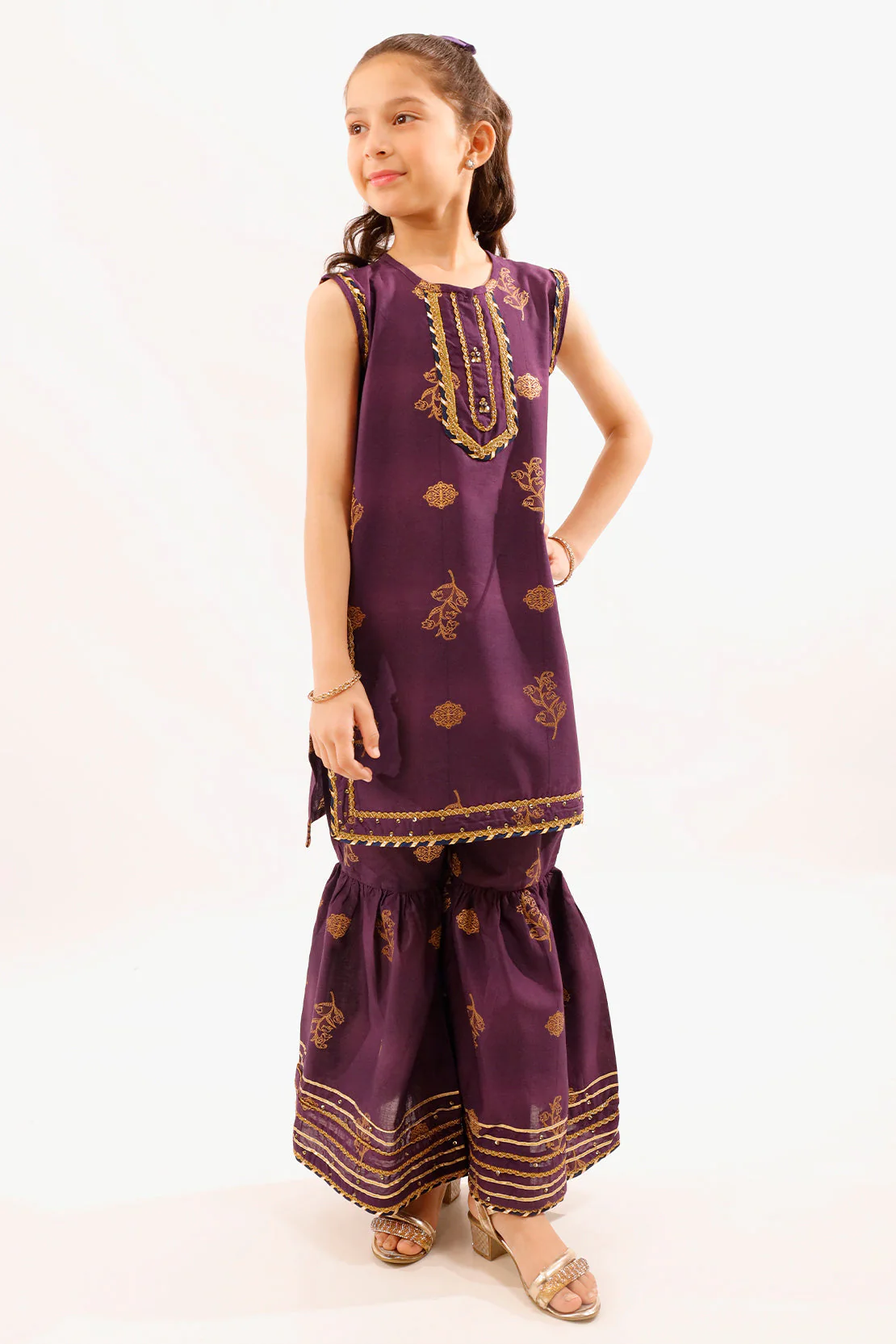 Stitched Cotton Jacquard Shirt/trouser For Kids - Image 2