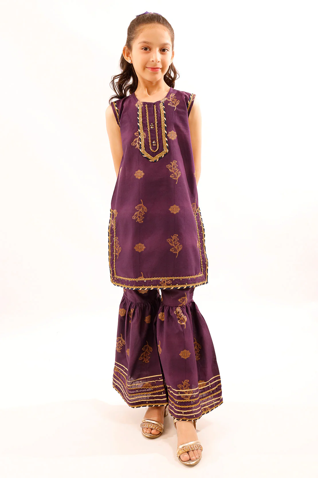 Stitched Cotton Jacquard Shirt/trouser For Kids - Image 3