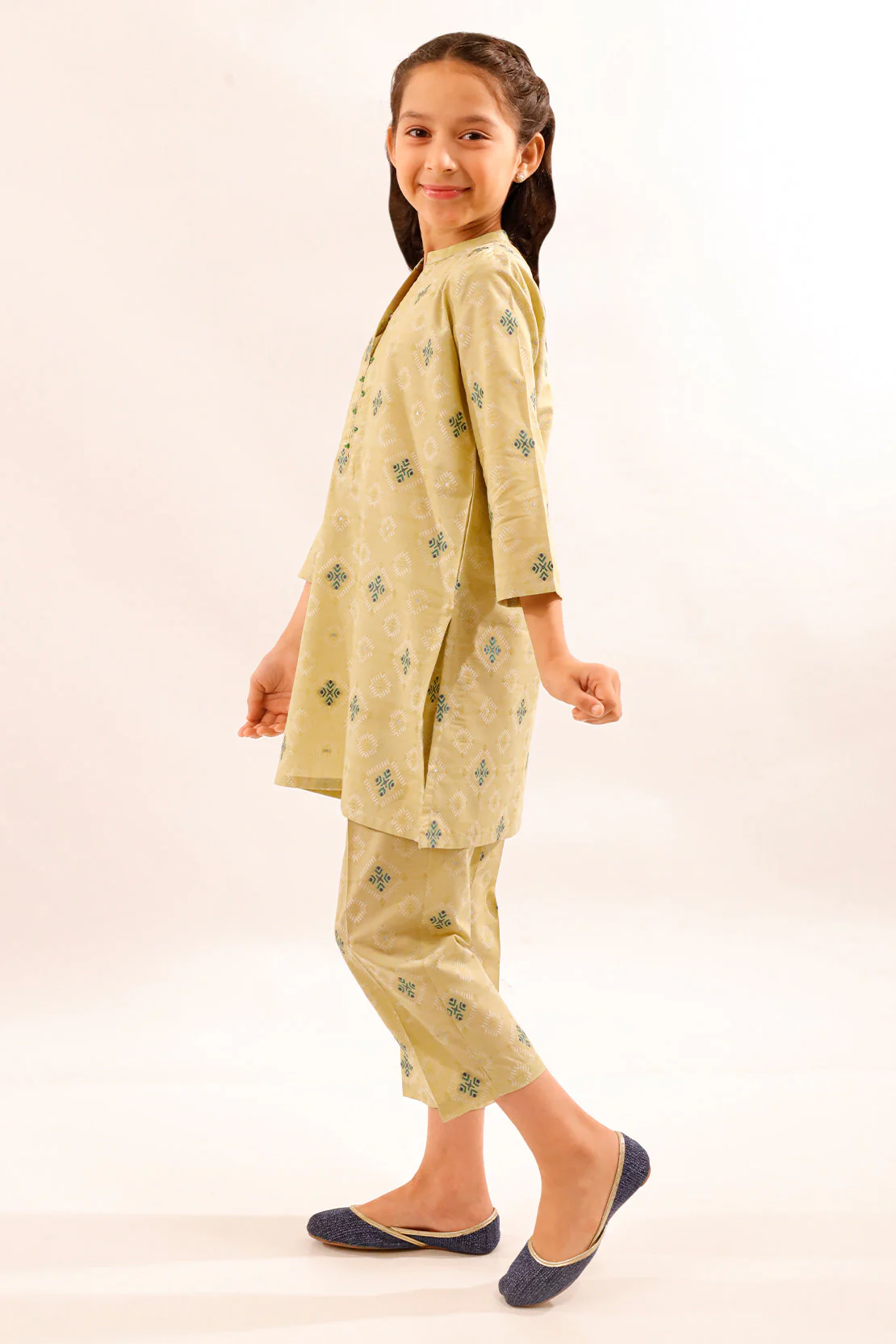 Stitched Cotton Jacquard Shirt/trouser For Kids - Image 4