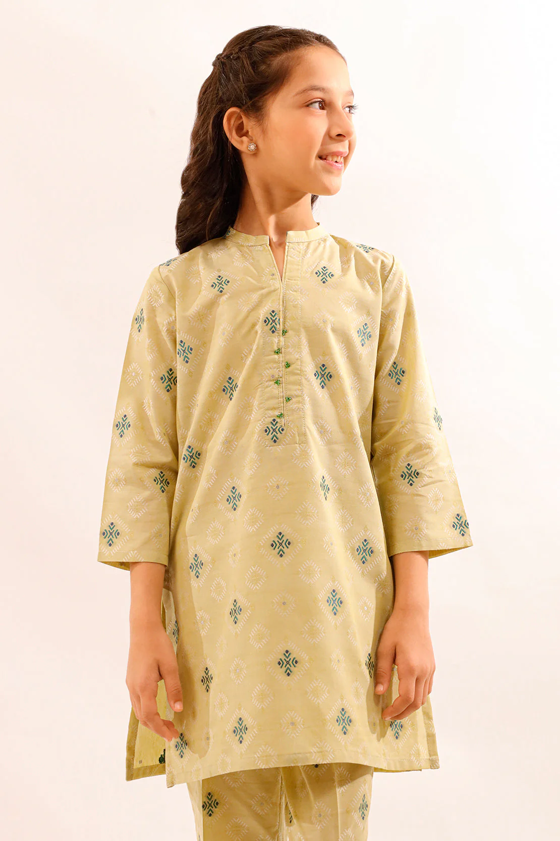 Stitched Cotton Jacquard Shirt/trouser For Kids - Image 6