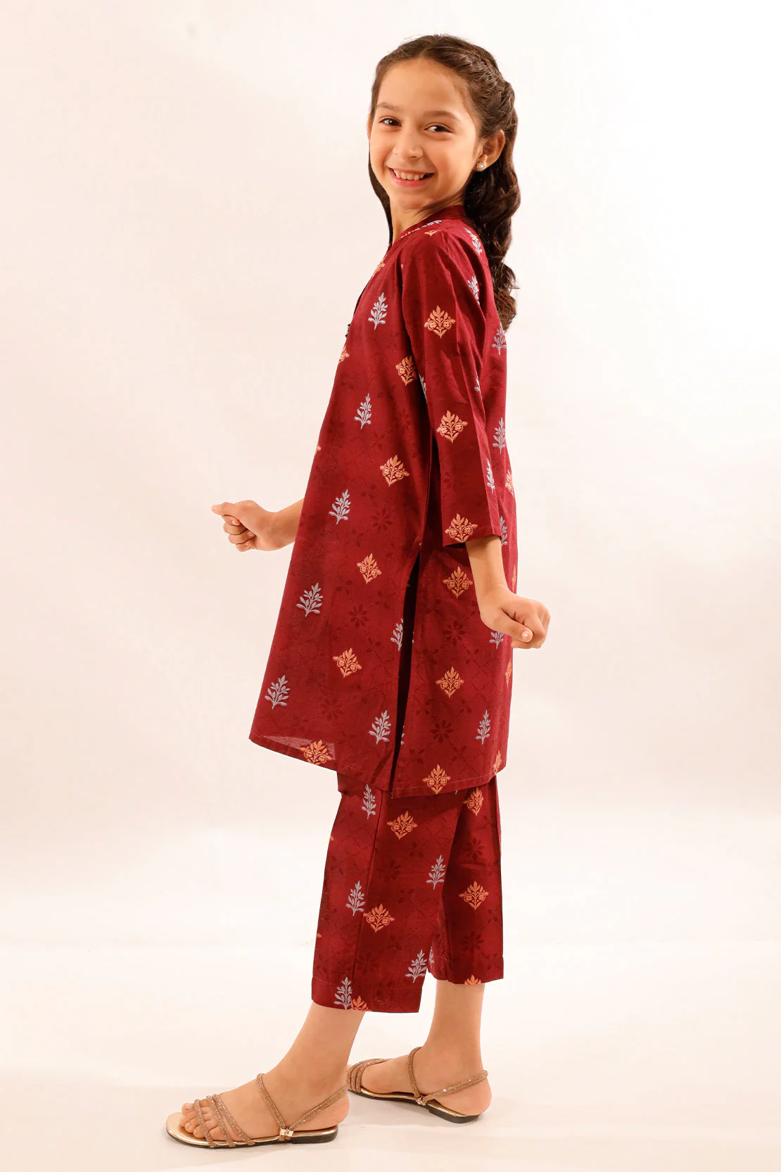 Stitched Cotton Jacquard Shirt/trouser For Kids - Image 3
