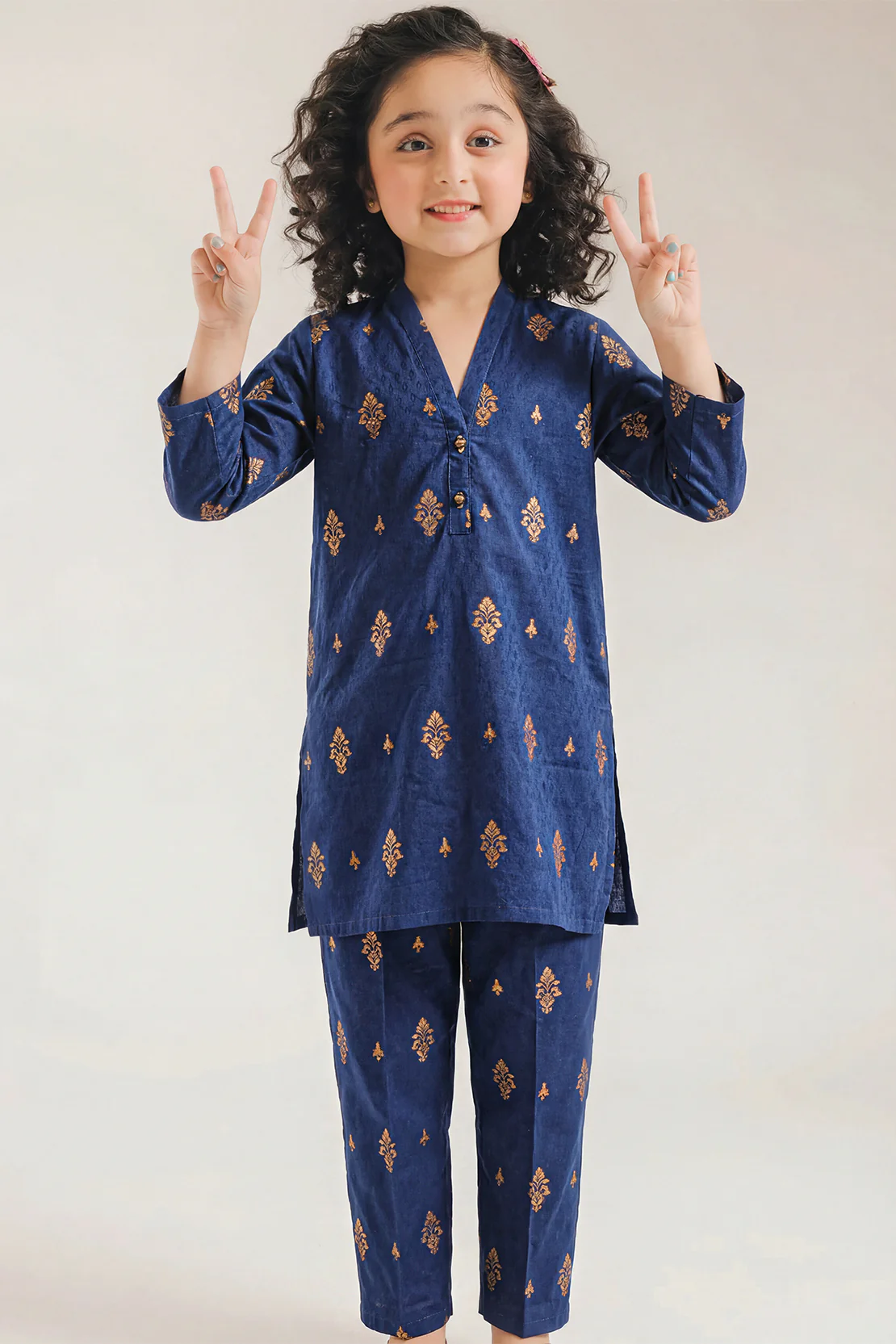 Stitched Cotton Jacquard Shirt/trouser For Kids - Image 3