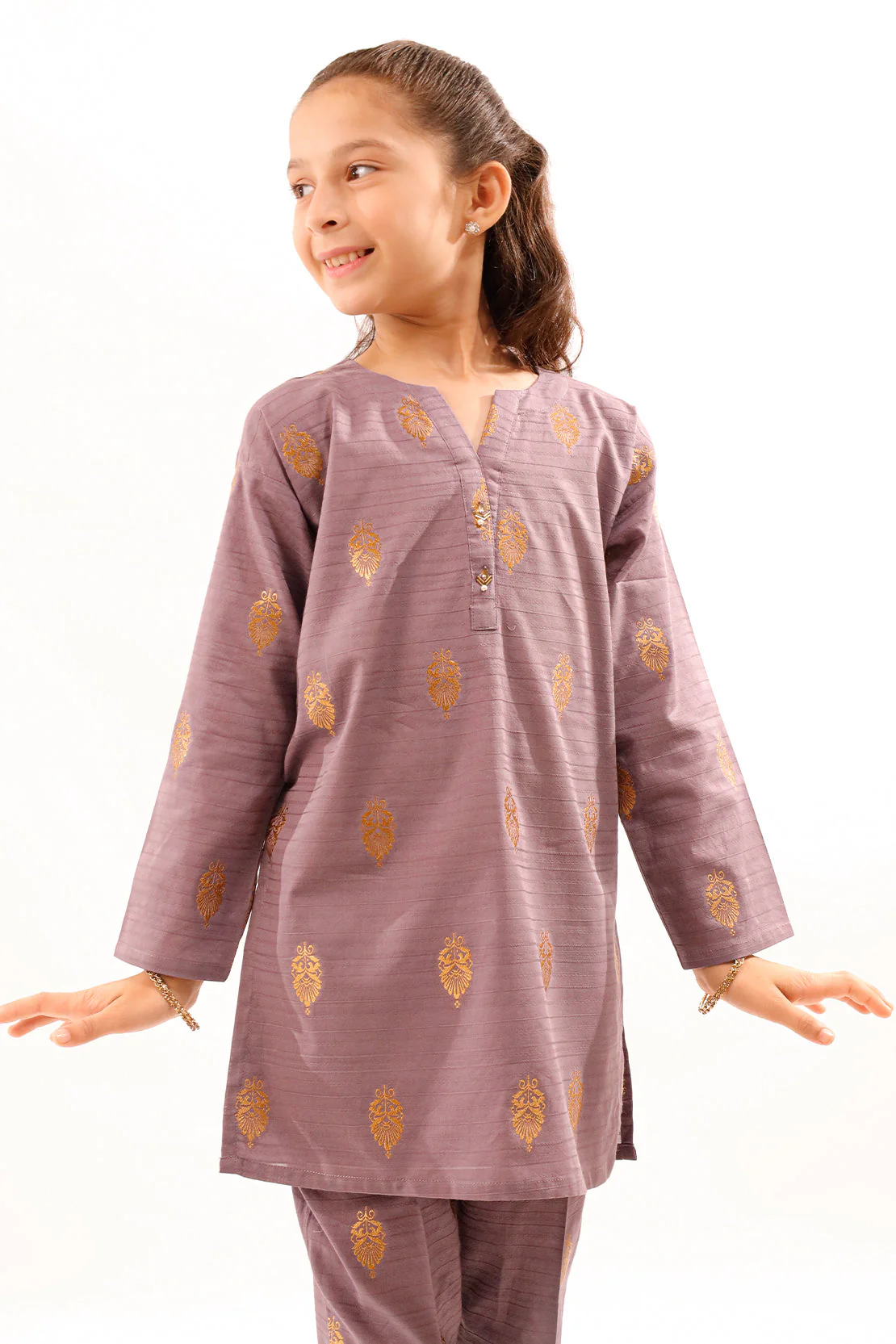 Stitched Cotton Jacquard Shirt/trouser For Kids - Image 3