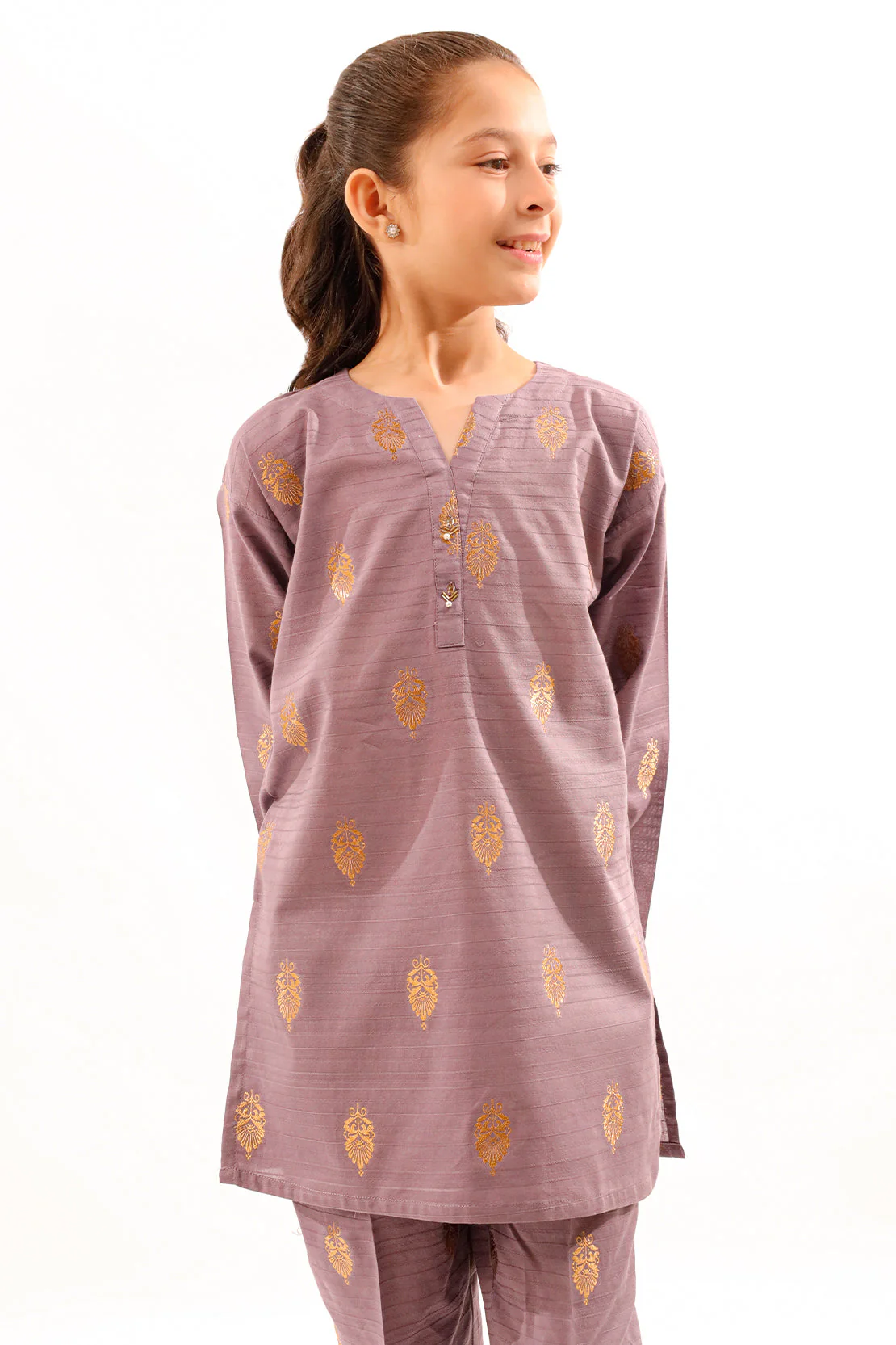 Stitched Cotton Jacquard Shirt/trouser For Kids - Image 4