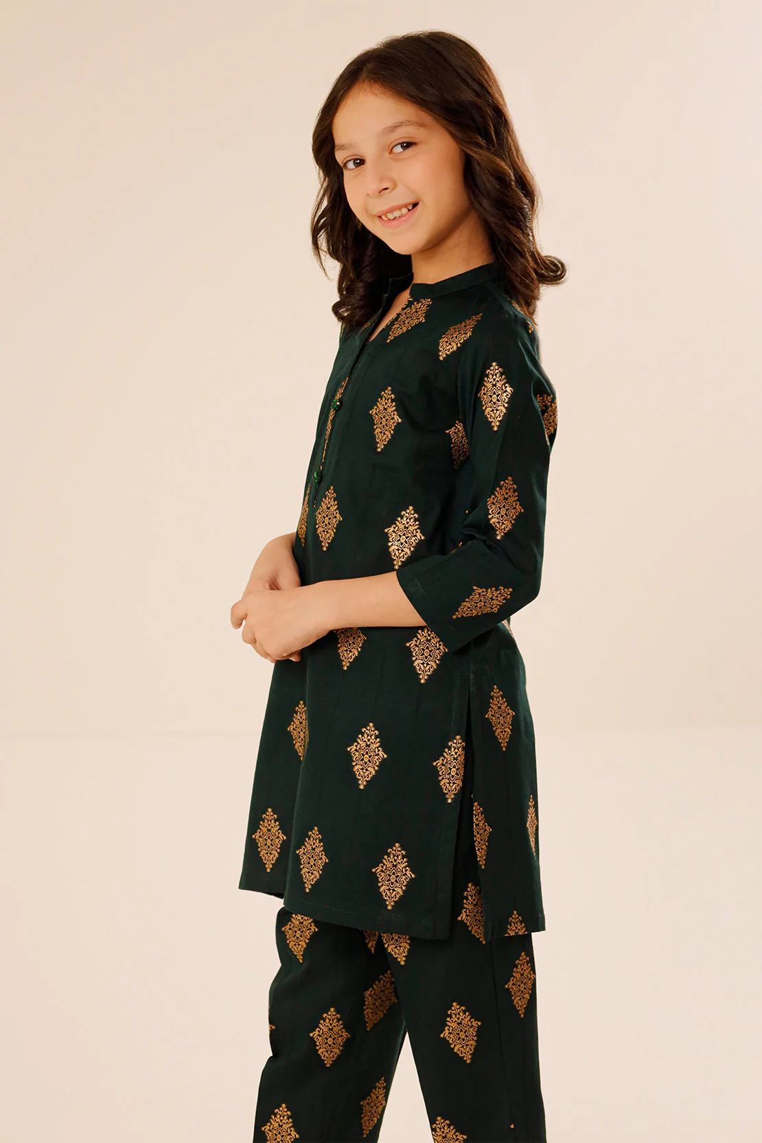 Stitched Cotton Jacquard Shirt/trouser For Kids - Image 3