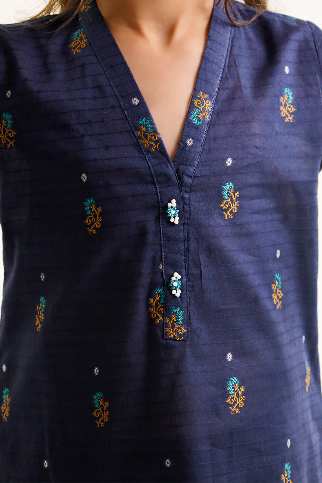 Stitched Cotton Jacquard Shirt/trouser For Kids - Image 3