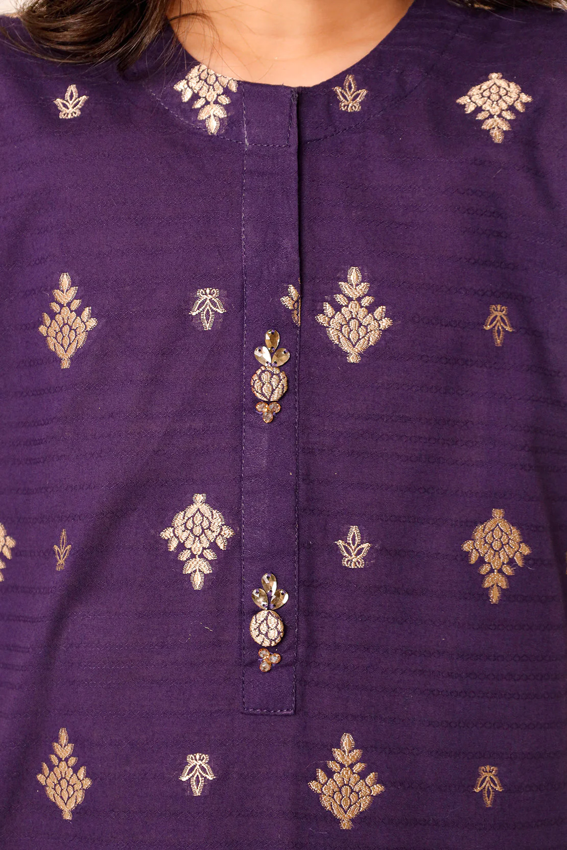 Stitched Cotton Jacquard Shirt/trouser For Kids - Image 4