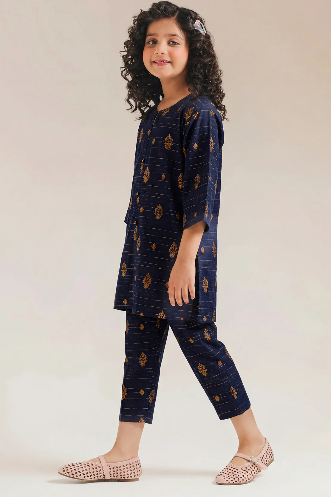 Stitched Cotton Jacquard Shirt/trouser For Kids - Image 2