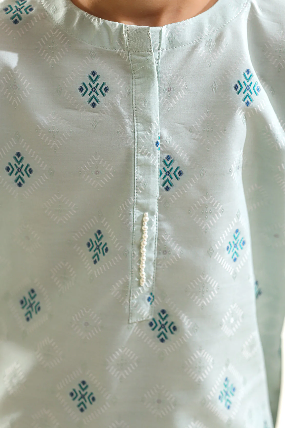 Stitched Cotton Jacquard Shirt/trouser For Kids - Image 5