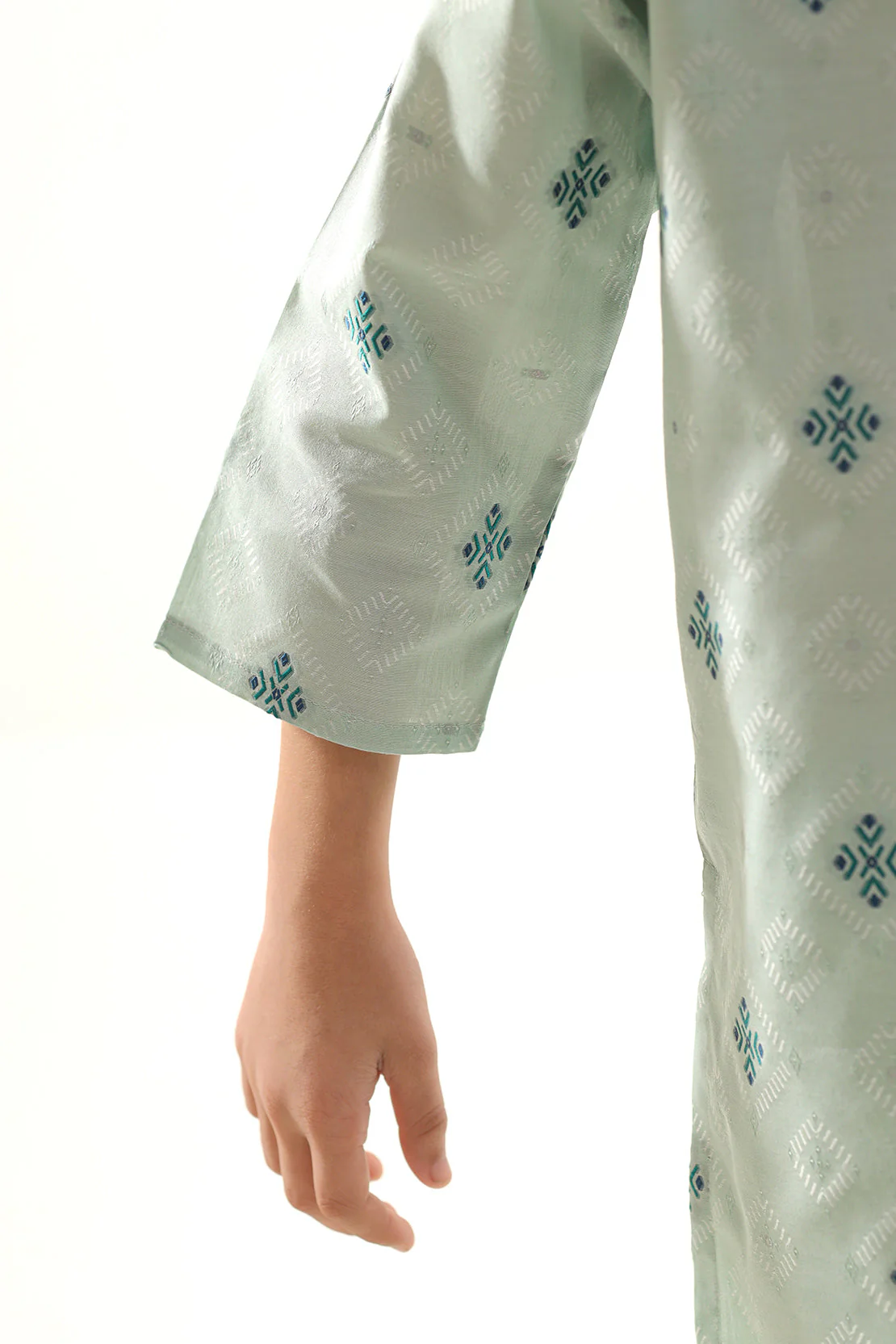 Stitched Cotton Jacquard Shirt/trouser For Kids - Image 6