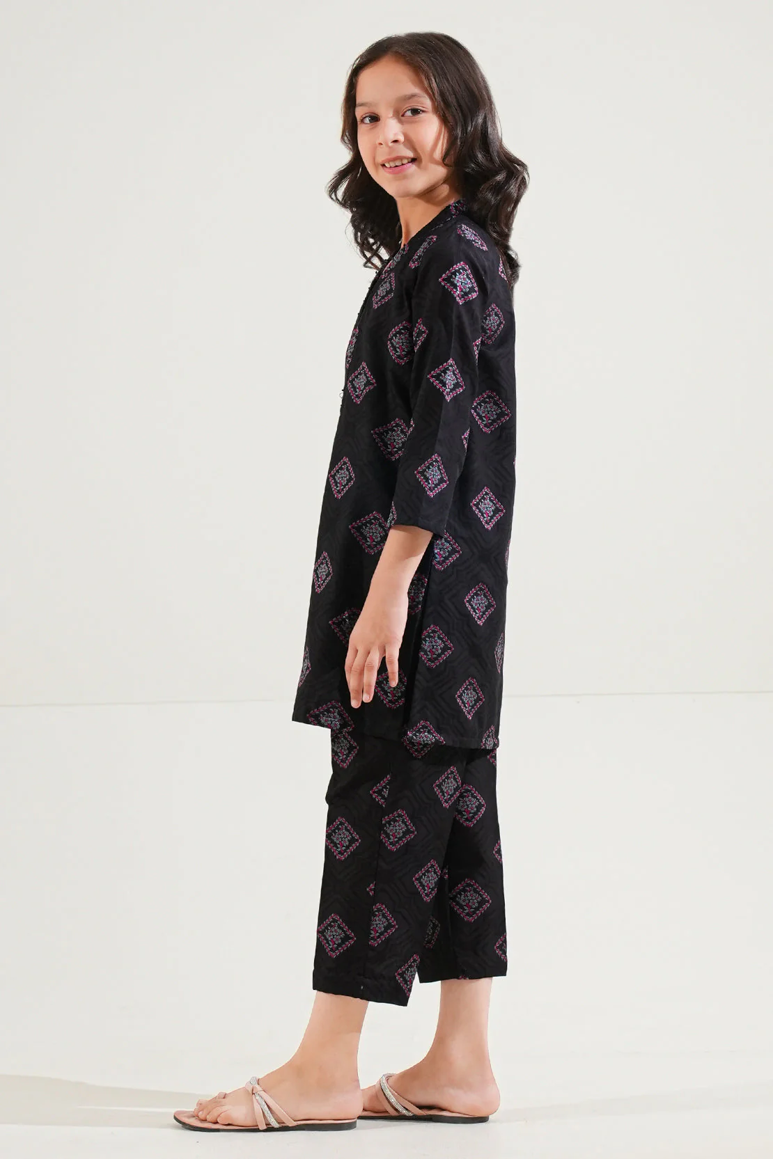 Stitched Cotton Jacquard Shirt/trouser For Kids - Image 2