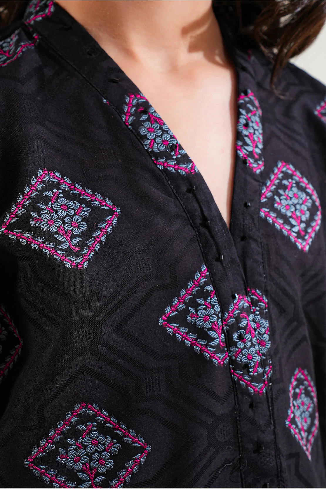 Stitched Cotton Jacquard Shirt/trouser For Kids - Image 4