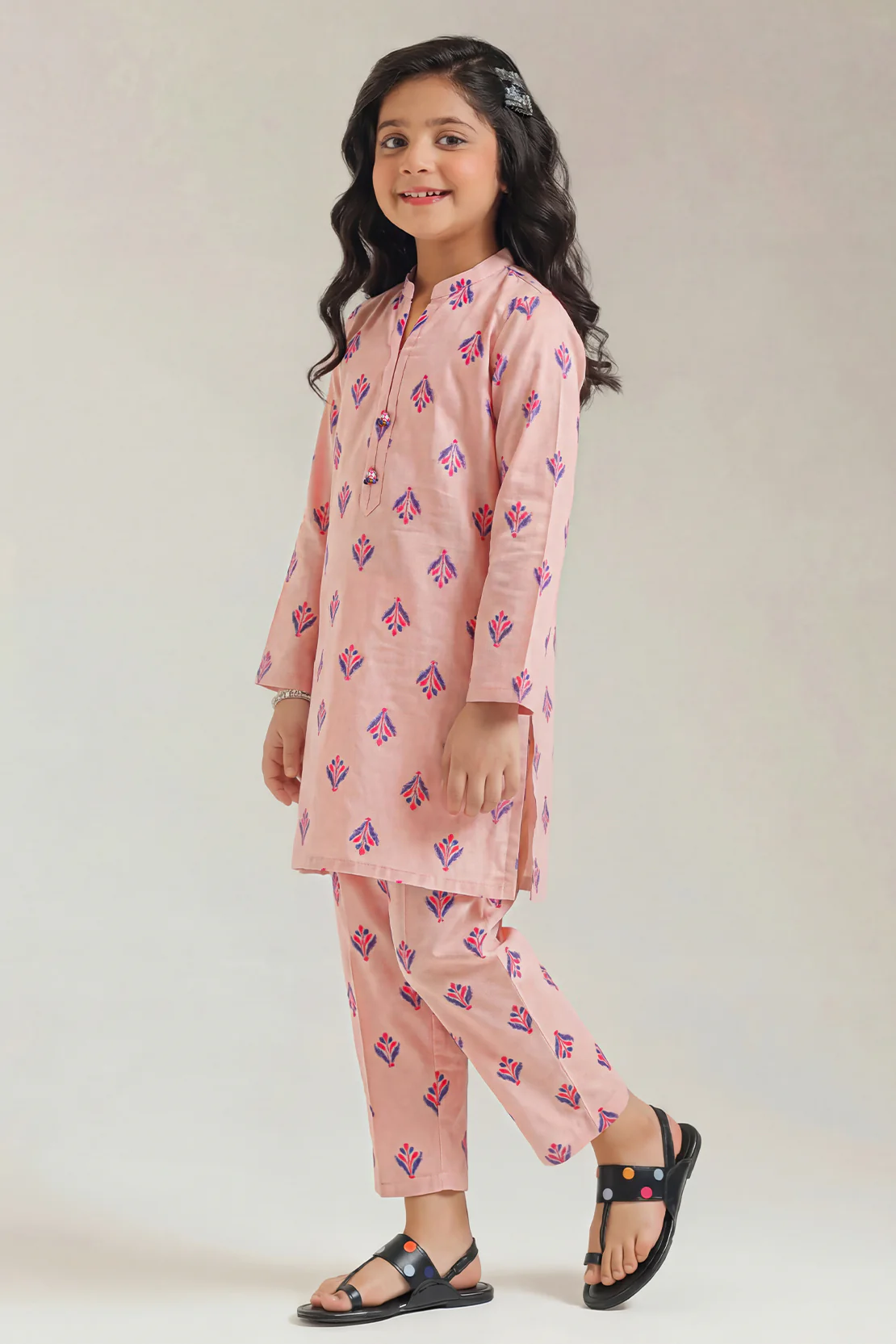 Stitched Cotton Jacquard Shirt/trouser For Kids