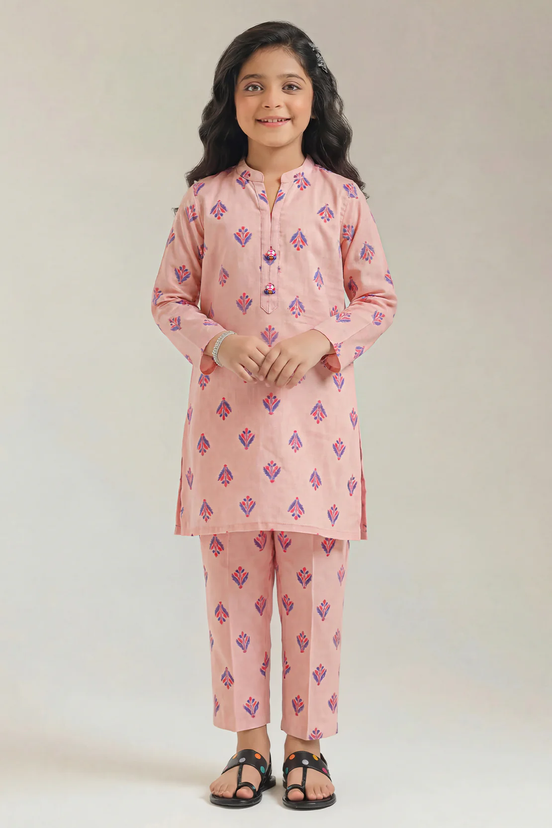 Stitched Cotton Jacquard Shirt/trouser For Kids - Image 3