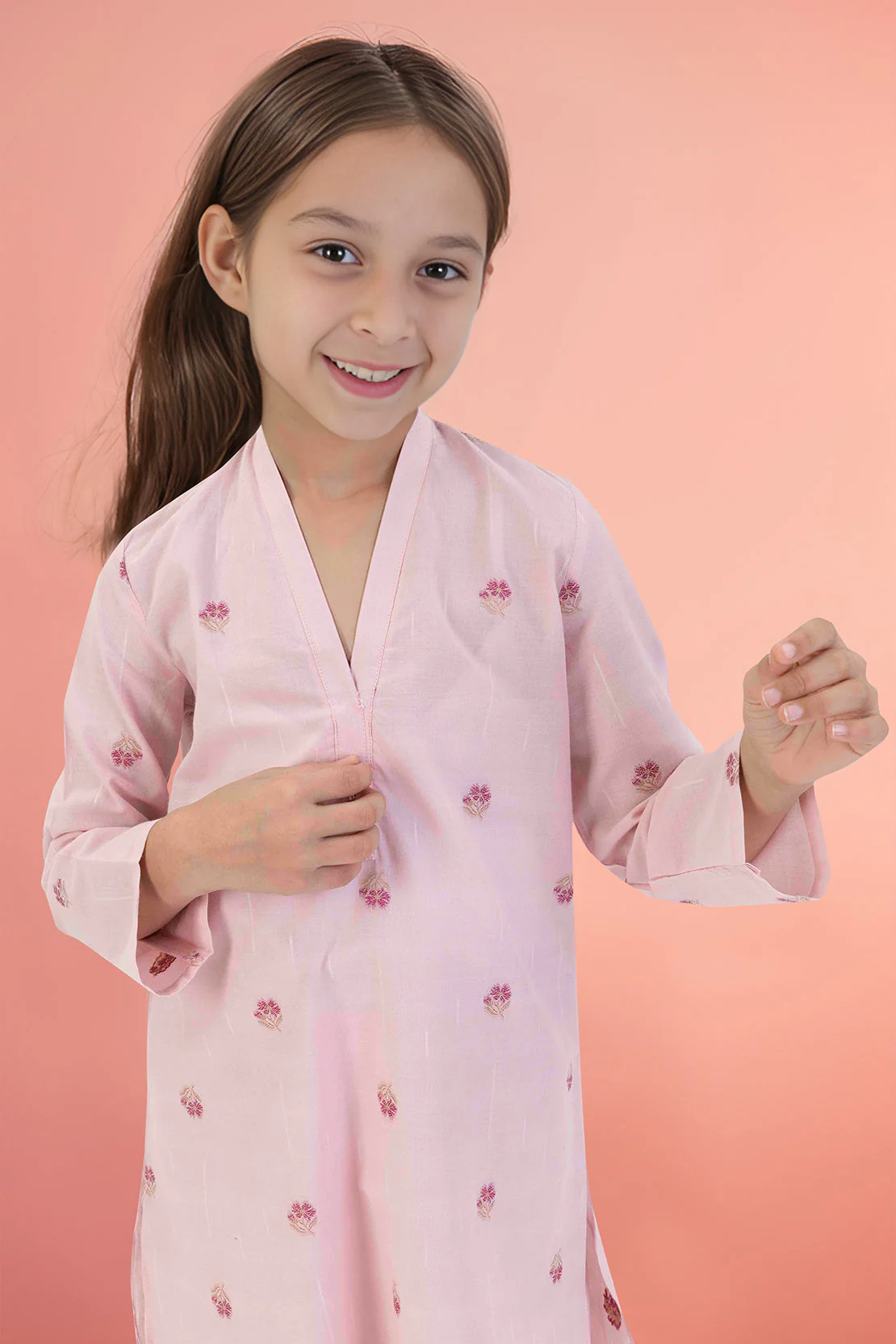 Stitched Cotton Jacquard Shirt/trouser For Kids - Image 3