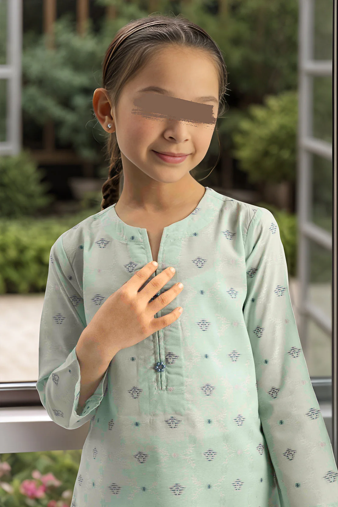 Stitched Cotton Jacquard Shirt/trouser For Kids - Image 2