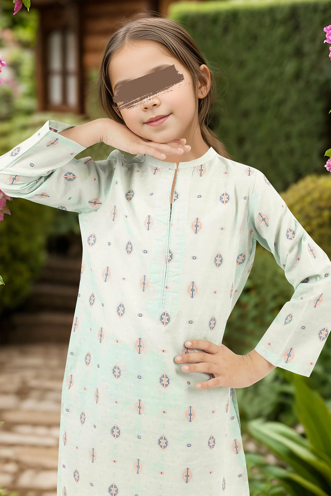 Stitched Cotton Jacquard Shirt/trouser For Kids - Image 2