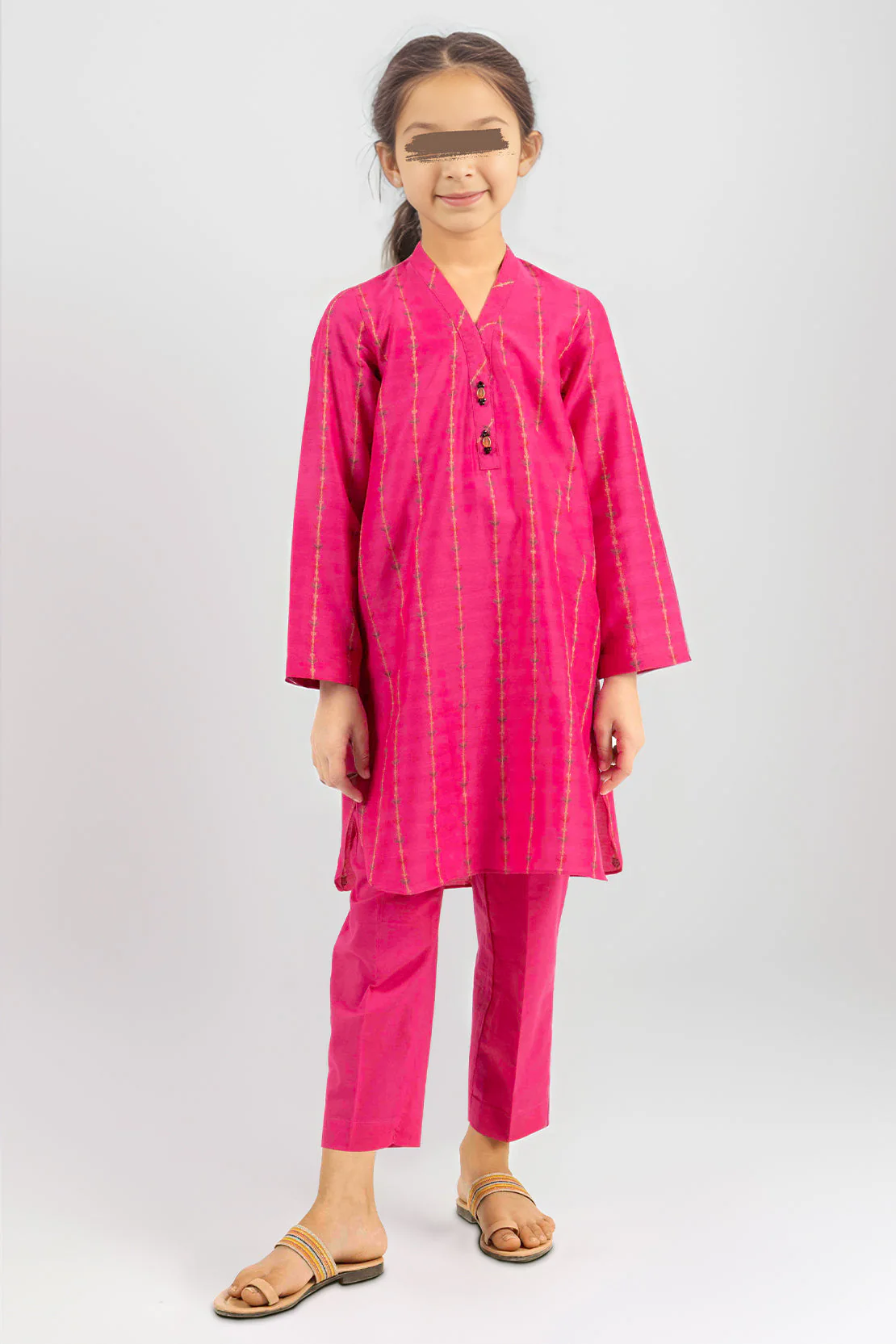 Stitched Cotton Jacquard Shirt/trouser For Kids