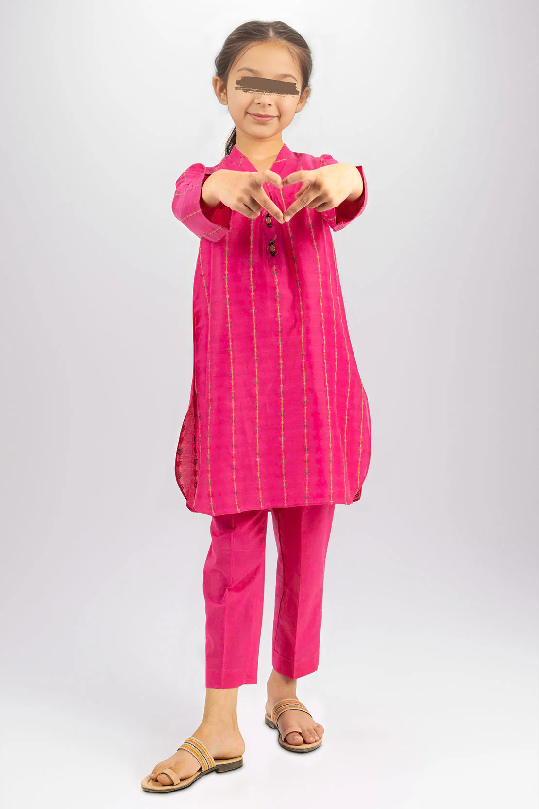 Stitched Cotton Jacquard Shirt/trouser For Kids - Image 2