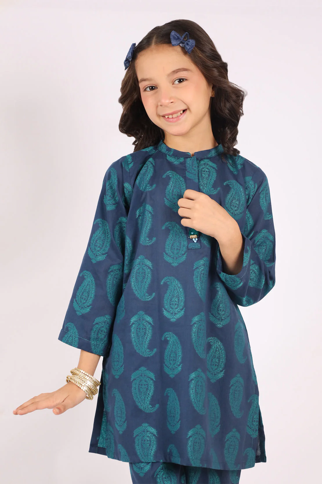 Stitched Cotton Jacquard Shirt/trouser For Kids - Image 3
