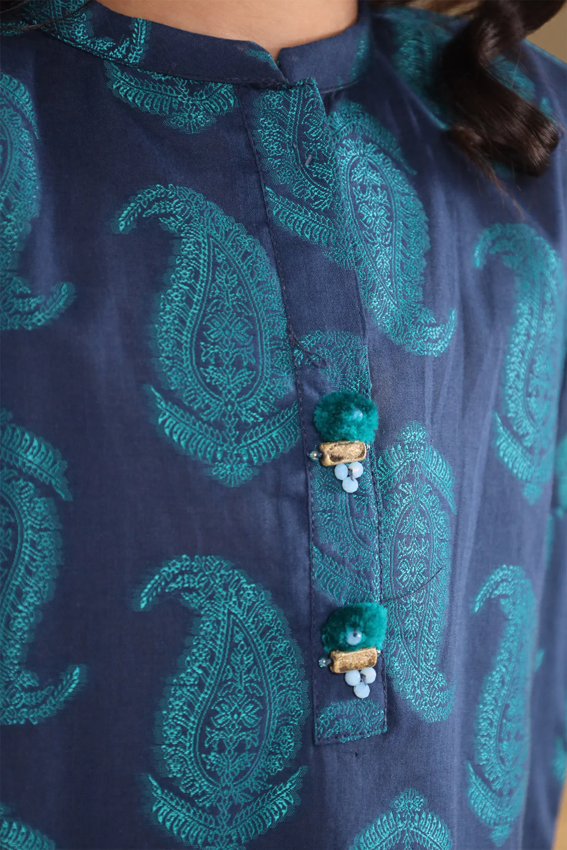 Stitched Cotton Jacquard Shirt/trouser For Kids - Image 5