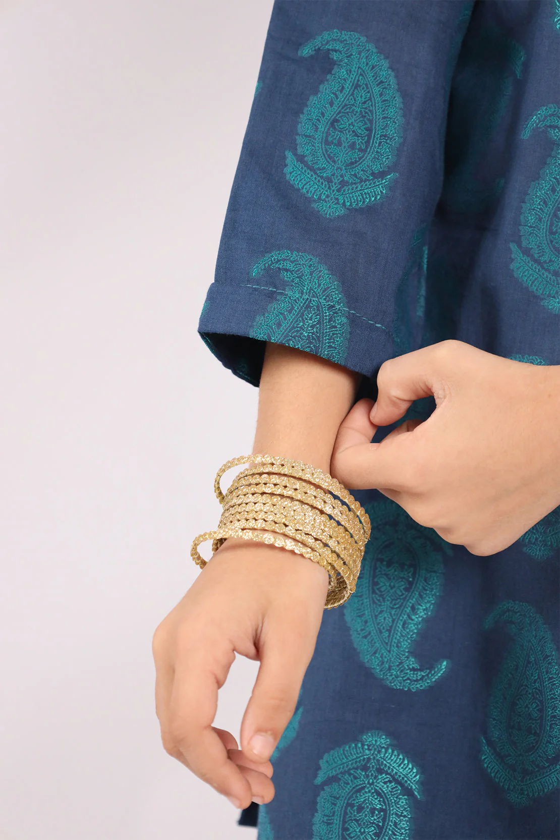 Stitched Cotton Jacquard Shirt/trouser For Kids - Image 6