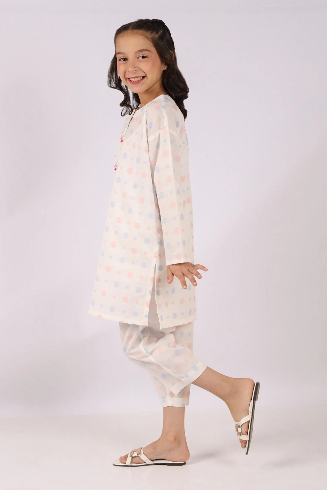 Stitched Cotton Jacquard Shirt/trouser For Kids - Image 3