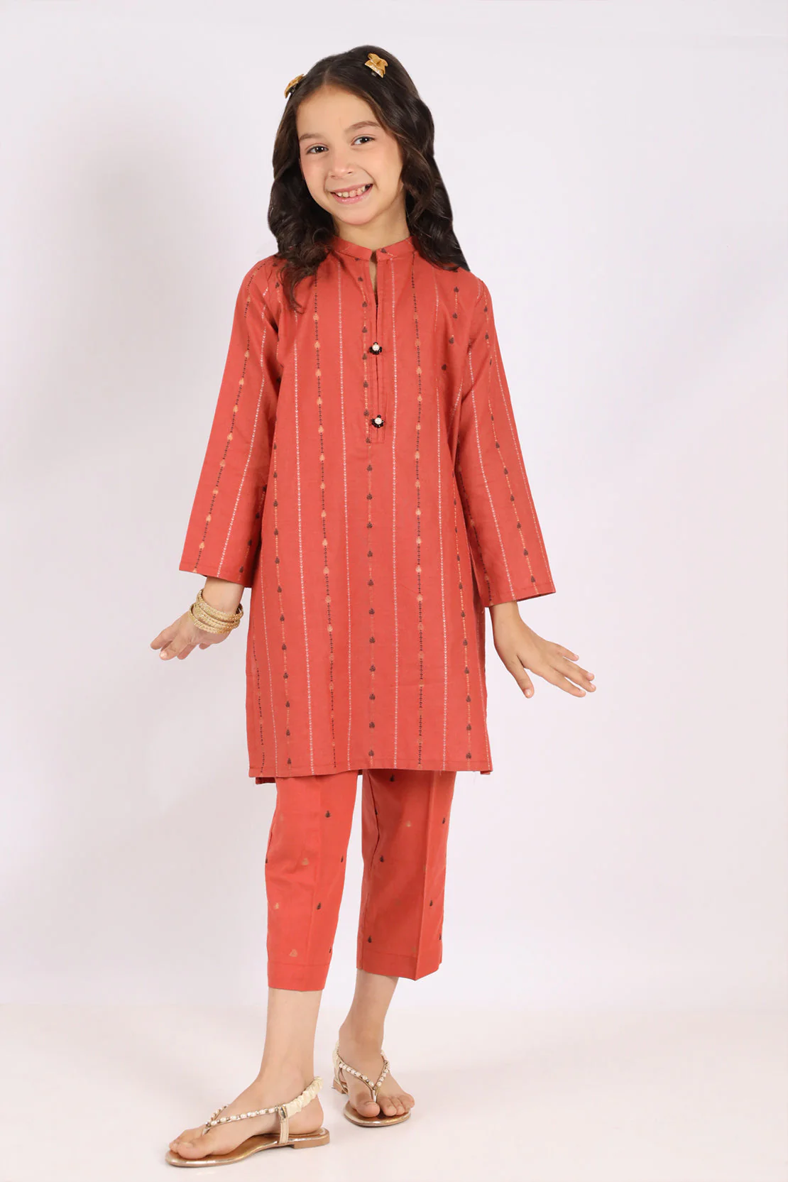 Stitched Cotton Jacquard Shirt/trouser For Kids - Image 2