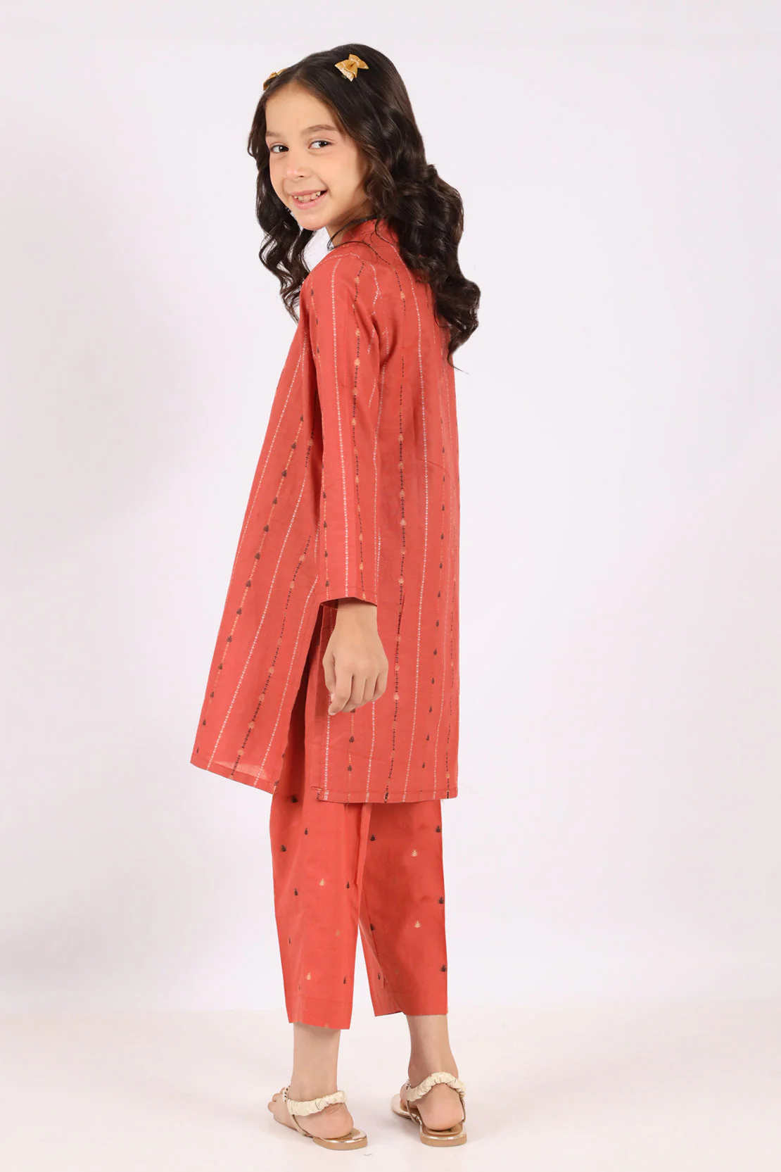 Stitched Cotton Jacquard Shirt/trouser For Kids - Image 3