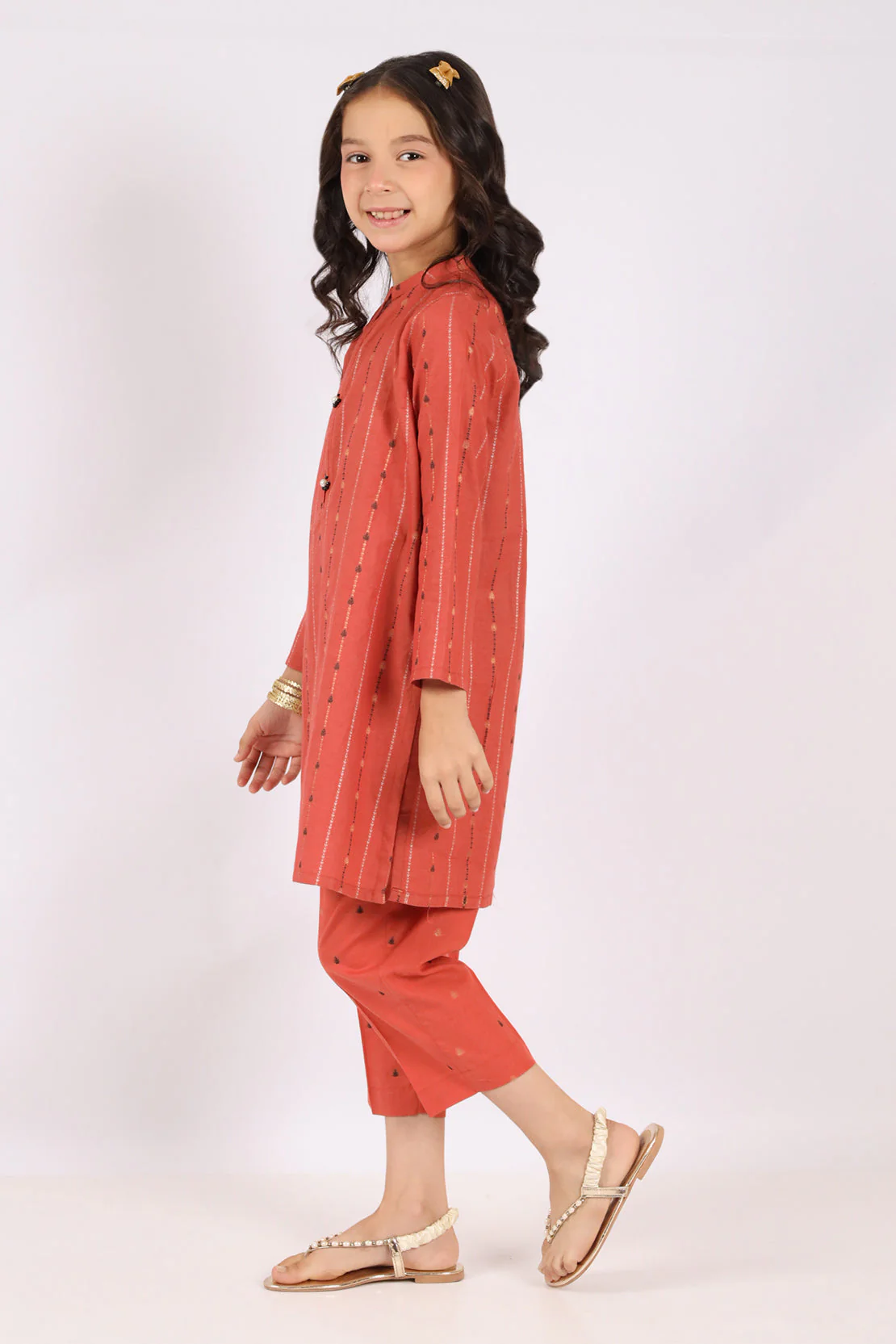 Stitched Cotton Jacquard Shirt/trouser For Kids - Image 4