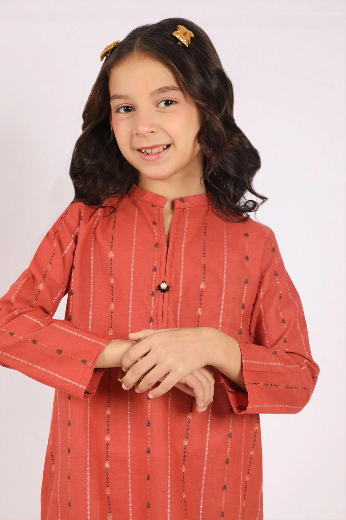 Stitched Cotton Jacquard Shirt/trouser For Kids - Image 5