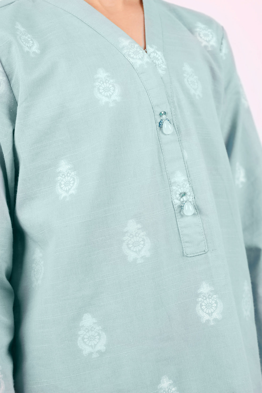 Stitched Cotton Jacquard Shirt/trouser For Kids - Image 3