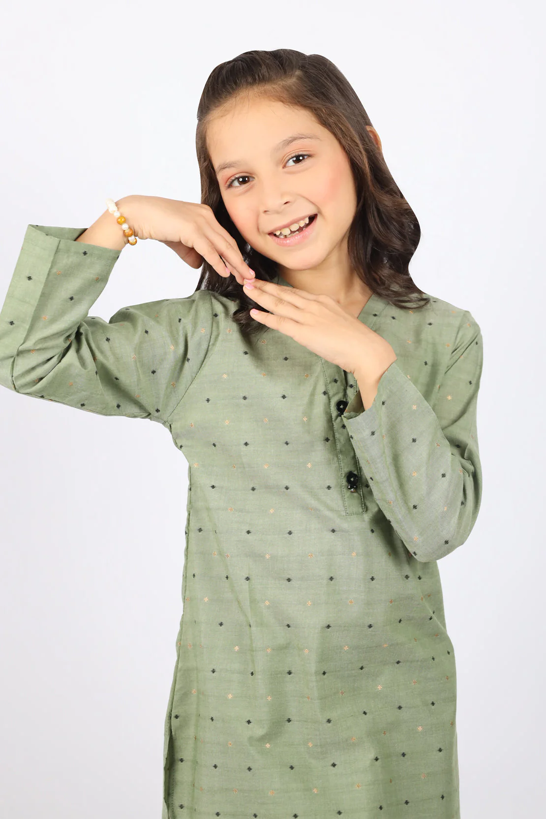 Stitched Cotton Jacquard Shirt/trouser For Kids - Image 2