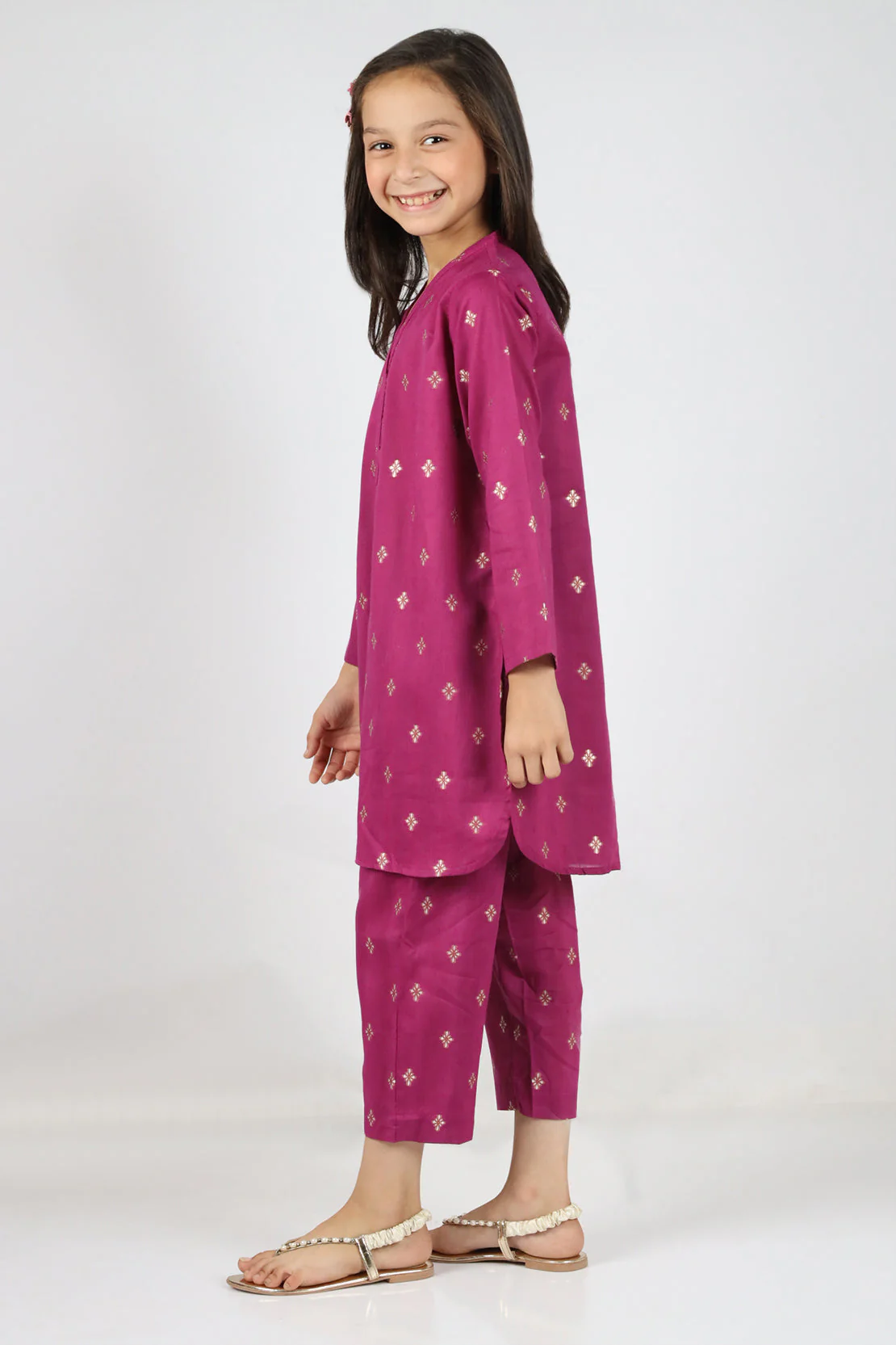 Stitched Cotton Jacquard Shirt/trouser For Kids - Image 2