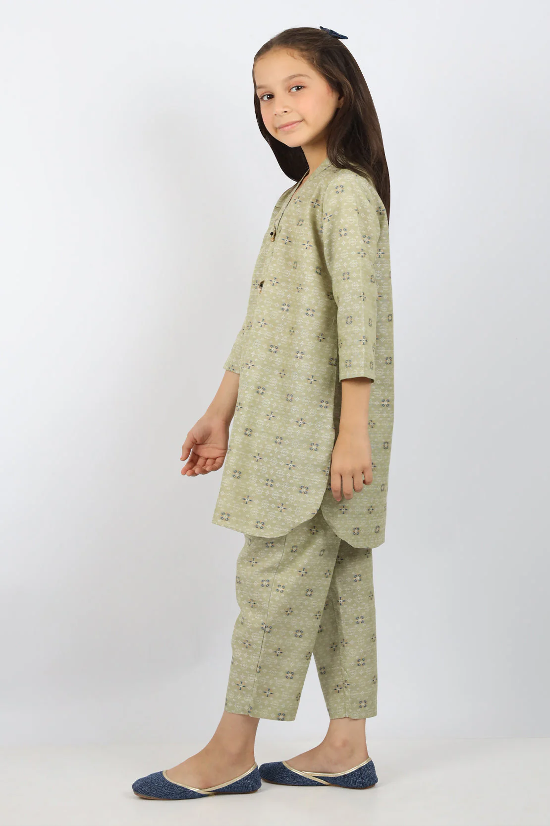 Stitched Cotton Jacquard Shirt/trouser For Kids - Image 2