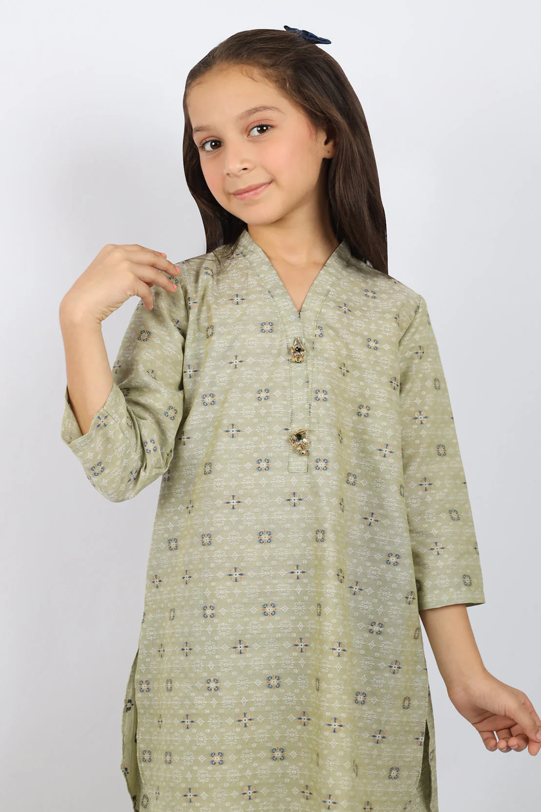 Stitched Cotton Jacquard Shirt/trouser For Kids - Image 3