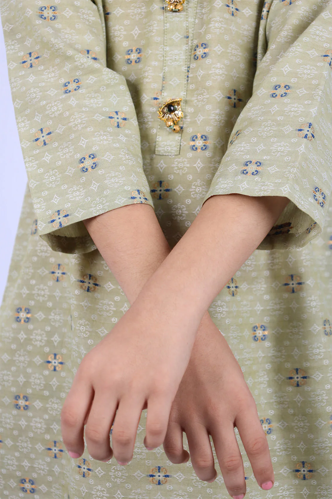 Stitched Cotton Jacquard Shirt/trouser For Kids - Image 4