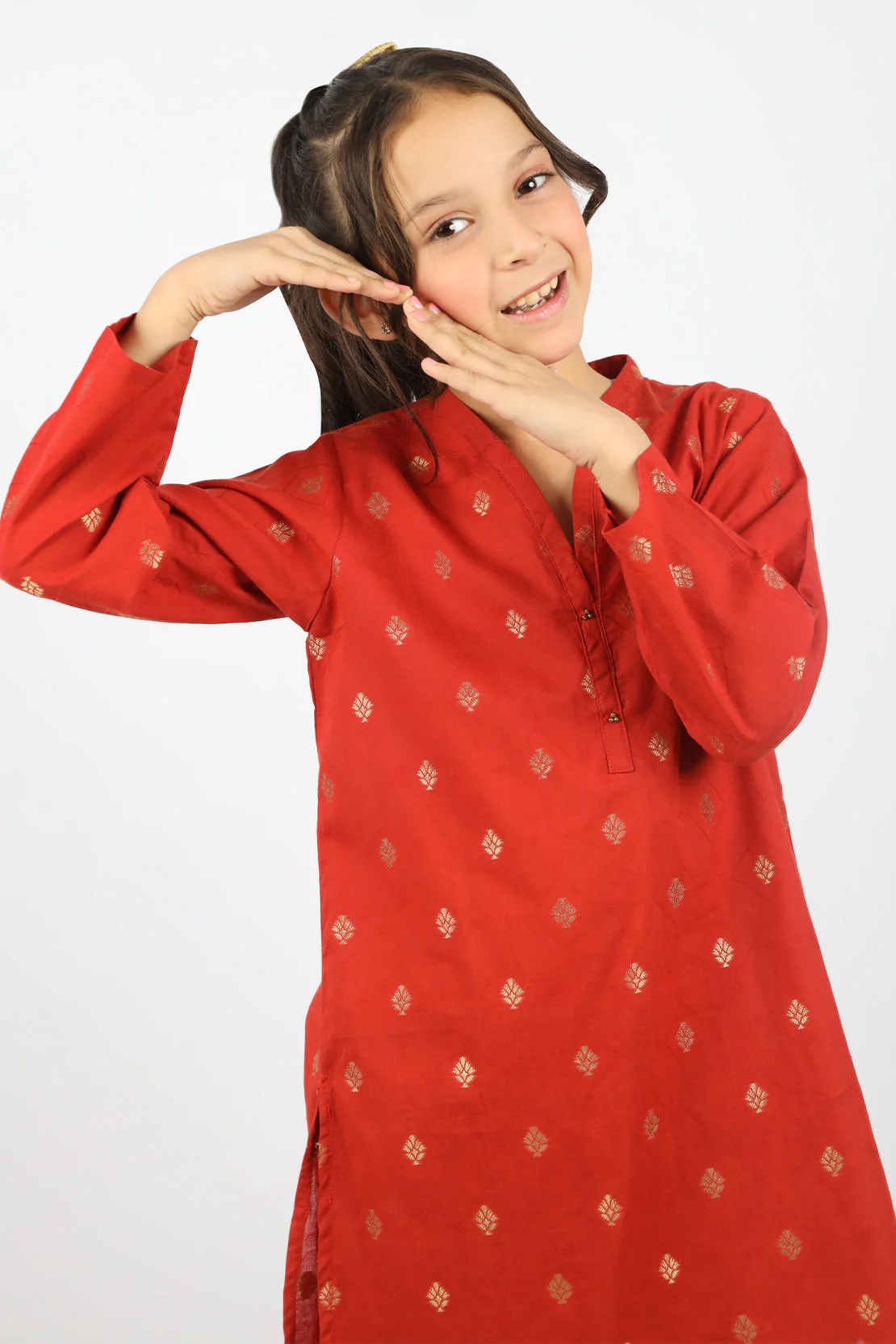Stitched Cotton Jacquard Shirt/trouser For Kids - Image 2