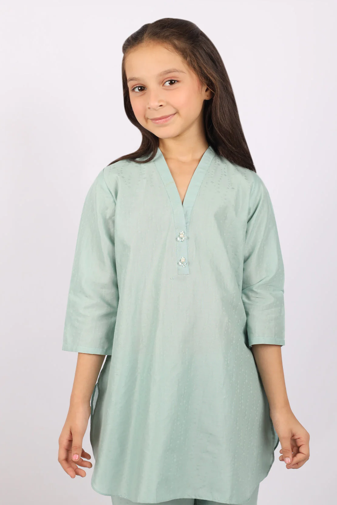 Stitched Cotton Jacquard Shirt/trouser For Kids - Image 2